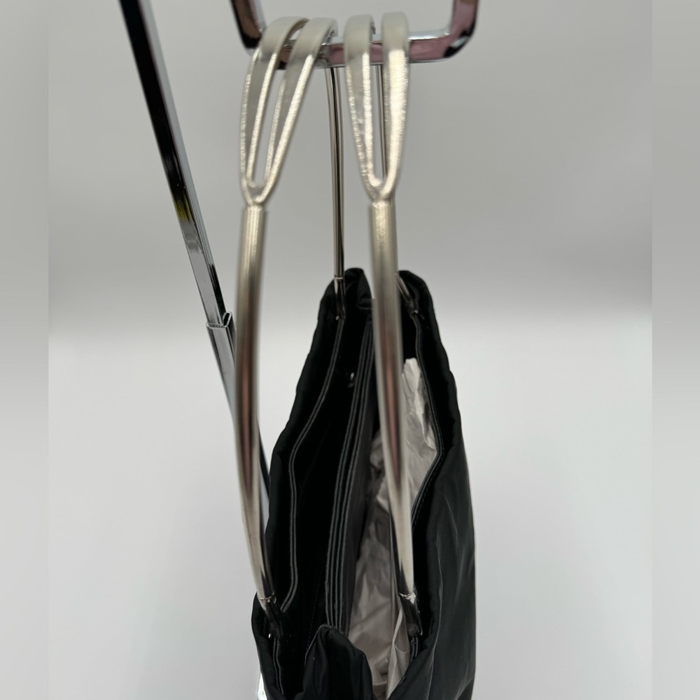 Prada - Authentic - Black Canvas & Leather Shoulder Bag with Metal Handles - Picture 5 of 16